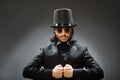 The vintage concept with man wearing black top hat Royalty Free Stock Photo