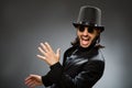 The vintage concept with man wearing black top hat Royalty Free Stock Photo