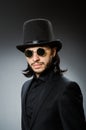 The vintage concept with man wearing black top hat Royalty Free Stock Photo