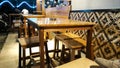 Vintage concept. Table and chairs made by wooden on coffee shop