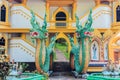 Vintage concrete guardian Thai Naga statues of old Thailand tale