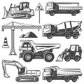 Vintage Construction Machines Set Royalty Free Stock Photo