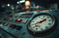Vintage Control Panel with Gauge and Buttons in Industrial Setting Royalty Free Stock Photo