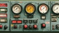 Vintage Control Panel with Gauges and Buttons in Retro Design Royalty Free Stock Photo