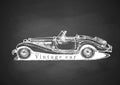 Vintage convertible on blackboard