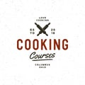 Vintage cooking classes logo. retro styled culinary school emblem. vector illustration