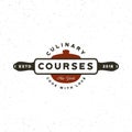 Vintage cooking classes logo. retro styled culinary school emblem. vector illustration