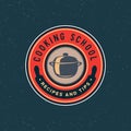 Vintage cooking classes logo. retro styled culinary school emblem. vector illustration