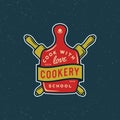 Vintage cooking classes logo. retro styled culinary school emblem. vector illustration