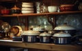 Vintage Cookware in the Modern Kitchen. Generative Ai