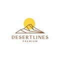 Vintage cool desert line with sunset logo symbol icon vector graphic design illustration idea creative