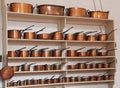 Vintage Copper Cooking Pans. Royalty Free Stock Photo