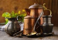 Vintage copper cookware Royalty Free Stock Photo