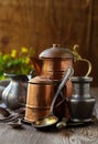 Vintage copper cookware Royalty Free Stock Photo