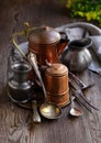 Vintage copper cookware Royalty Free Stock Photo