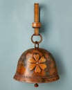 Vintage Copper Flower Bell with Leather Strap Antique Finish Rustic Decorative Hanging Bell for Home and Garden Ornament