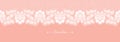 Vintage coral floral seamless lace trim banner, great design for any purposes. Decorative ornate header with flower. Royalty Free Stock Photo