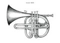 Vintage Cornet hand drawing engraving illustration,The classical