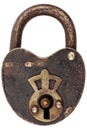 Vintage corroded padlock isolated on white Royalty Free Stock Photo