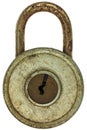 Vintage corroded padlock isolated on white Royalty Free Stock Photo