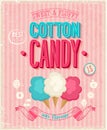 Vintage Cotton Candy Poster. Vector illustration. Royalty Free Stock Photo