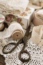 Vintage lace trims and sewing items