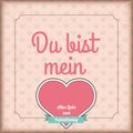 Vintage Cover Du bist Mein Heart Valentinstag Ribbon Royalty Free Stock Photo