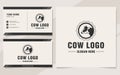 Vintage cow logo template monogram style with business card