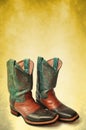 Vintage cowboy boots poster - card template Royalty Free Stock Photo