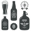 Vintage craft beer brewery bottles label sign