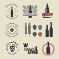 Vintage craft beer brewery emblems. Royalty Free Stock Photo