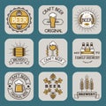 Vintage craft beer retro logo badge design emblems vector icons pub labels collection Royalty Free Stock Photo