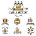 Vintage craft beer retro logo badge design emblems vector icons pub labels collection Royalty Free Stock Photo