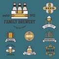 Vintage craft beer retro logo badge design emblems vector icons pub labels collection Royalty Free Stock Photo