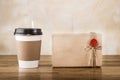 Vintage craft paper cup and package