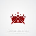 Vintage Creative Crown and home abstract Logo design template. Vintage Crown Logo Royal King Queen concept symbol Logotype