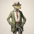 Vintage Crocodile Hat: Painterly Style Full Body Hyperrealistic Animal Portrait