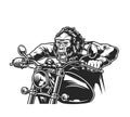 Vintage cruel gorilla head moto rider Royalty Free Stock Photo