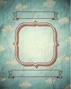 Vintage crumpled frame with clouds