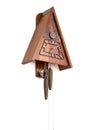 Vintage cuckoo clock isolated for creative background.cuckoo clock hanging