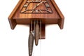 Vintage cuckoo clock isolated for creative background.cuckoo clock hanging