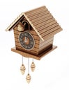 Vintage cuckoo clock isolated on white background. 3D illustration Royalty Free Stock Photo