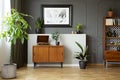 Vintage cupboard, gramophone in dark living room