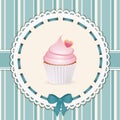 Vintage cupcake background blue