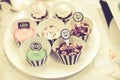 Vintage Cupcake With Mr.&Mrs. for decorated wedding table