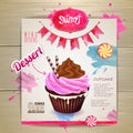 Vintage cupcake poster design