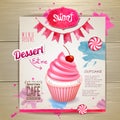 Vintage cupcake poster design