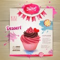 Vintage cupcake poster design