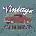 Vintage, Custom build. Old school Legends. Oldies but goodies drag. Graphic for tee print. Royalty Free Stock Photo