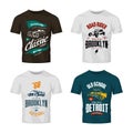 Vintage custom hot rod and classic car vector logo t-shirt mock up set. Royalty Free Stock Photo